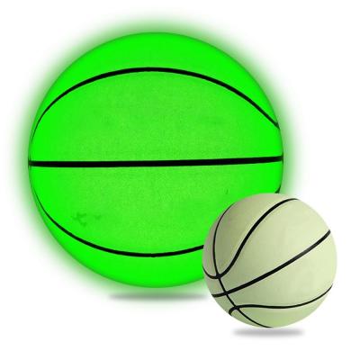 China Glowing Reflective Basketball Size Number 7 Luminous Leather Basketball Glow In The Dark for sale