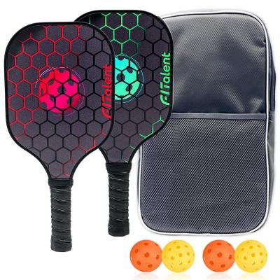 China Pickleball Paddle and Ball Set Carbon Fiber Plastic Honeycomb Core Pickleball Rackets for sale