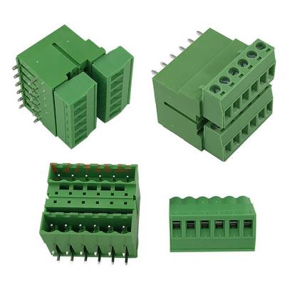 China 5.08mm Pitch Dual Row PCB Pluggable Screw Terminal Blocks Plug + Angle Pin Header for sale