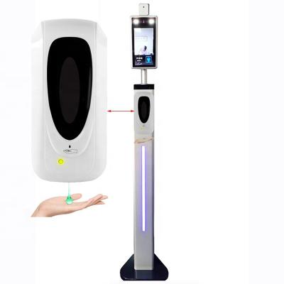 China Body Temperature Test Linux Face Recognition Access Control With Hand Sanitizer Dispenser for sale