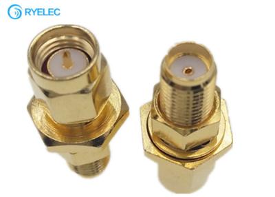 China Male To Female Bulkhead Waterproof Sma To Rp Sma Adapter Straight Gold Plated for sale