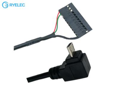 China Right Angle Micro USB Extension Cable Male To Motherboard Dupont 2.0mm Pitch 12 Pin for sale