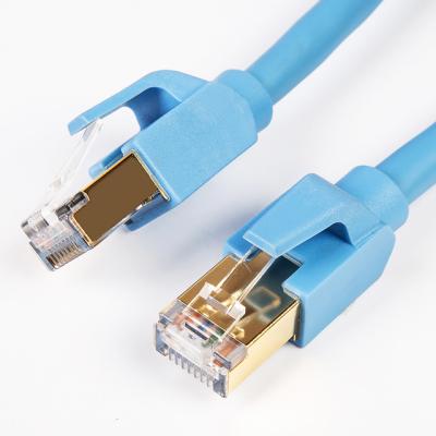 China 1000Mbps Flat  8 Core Ethernet Cat8 Cable Golden Sleeved Jacket for sale