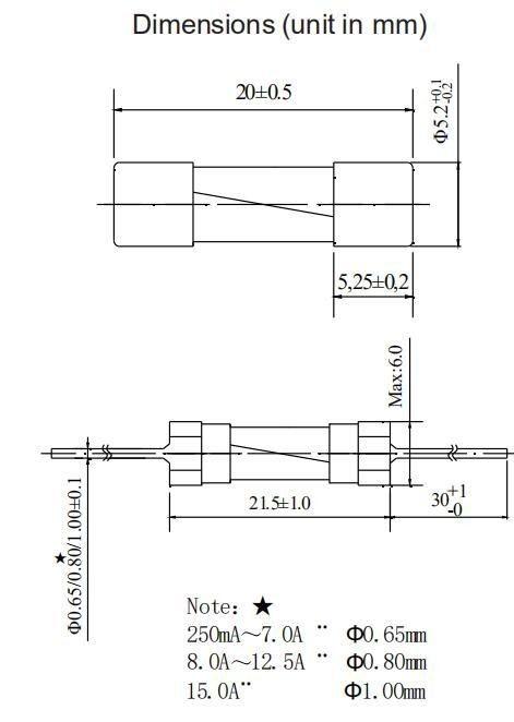 5x20mm Miniature Cartridge Fuse 7