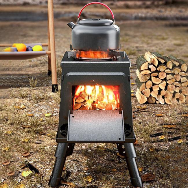 outdoor wood burning stobe boiling water