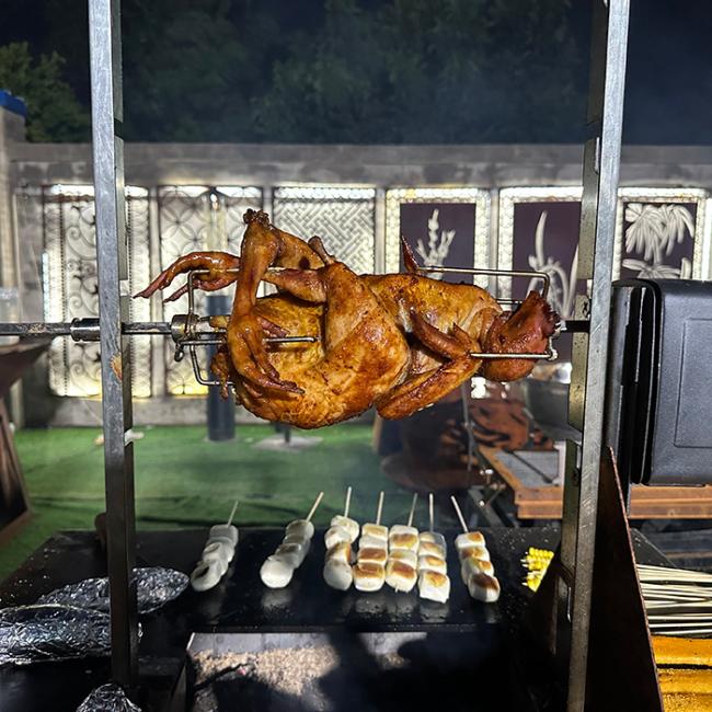 corten steel fire grills with chicken rack