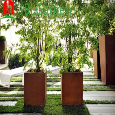 China Outdoor Garden Flower Pot Custom Corten Steel Planters 1500*500*600mm High Durability for sale