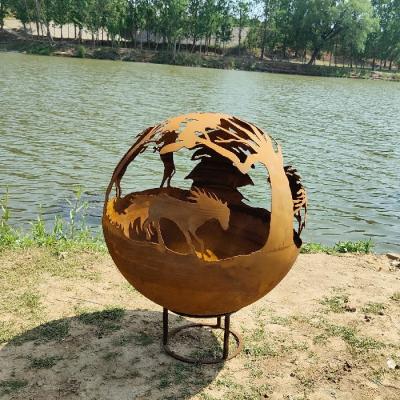 China Heat Resistant Painted Corten Fire Pit Bowl 800mm Diameter for sale