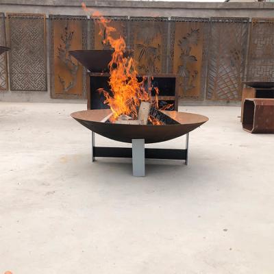 China 100cm Corten Steel Fire Pit And Water Bowl Garden 0.6m Backyard for sale
