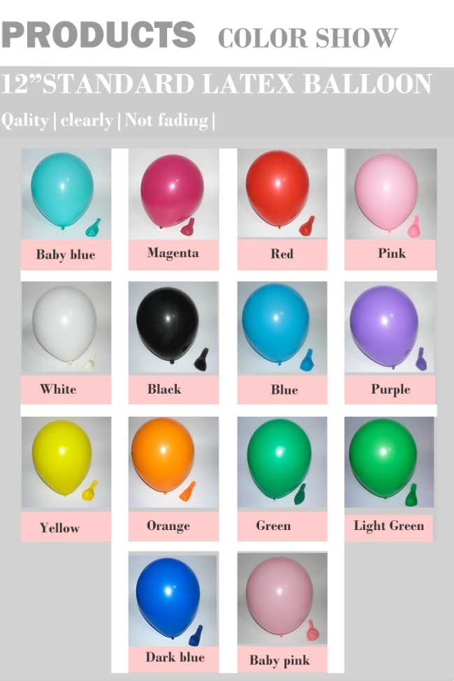 2.2g 100% latex balloon standard pastel chrome metallic color plain latex balloons
