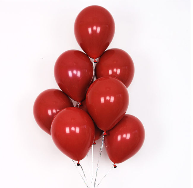 High quality EN71 standard wedding party decoration garnet red color double layer latex balloons