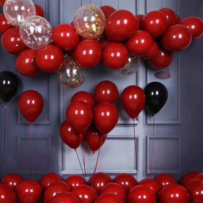 High quality EN71 standard wedding party decoration garnet red color double layer latex balloons