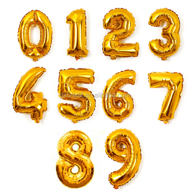 Golden Color Foil Number Balloon