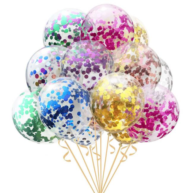 12 inch transparent latex confetti balloon for birthday party decoration