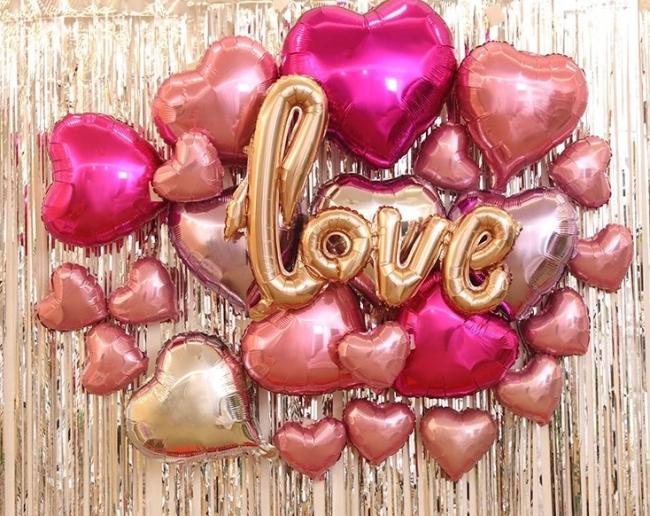 Latex Balloon Set Various Color Valentines Day Romantic Heart Shape Wedding Foil