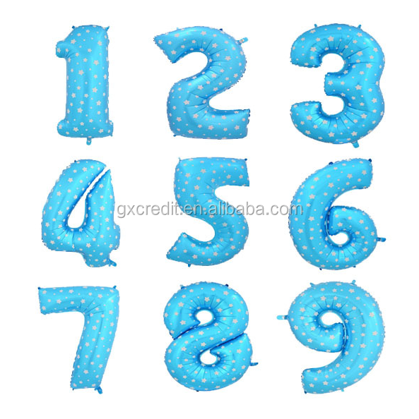 16 inch pink and blue color foil letter/number balloon