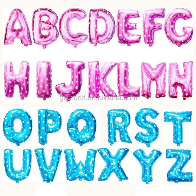 16 inch pink and blue color foil letter/number balloon