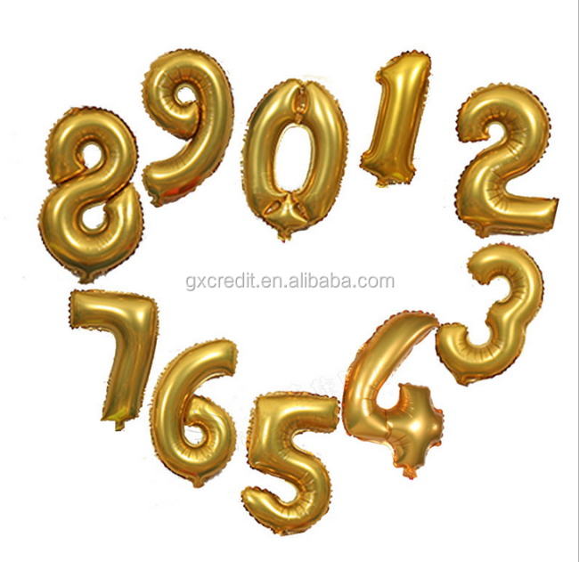 Golden Color Foil Number Balloon