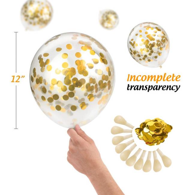 12 inch transparent latex confetti balloon for birthday party decoration