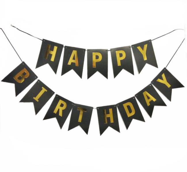 Happy Birthday paper flag banner set for party table decoration