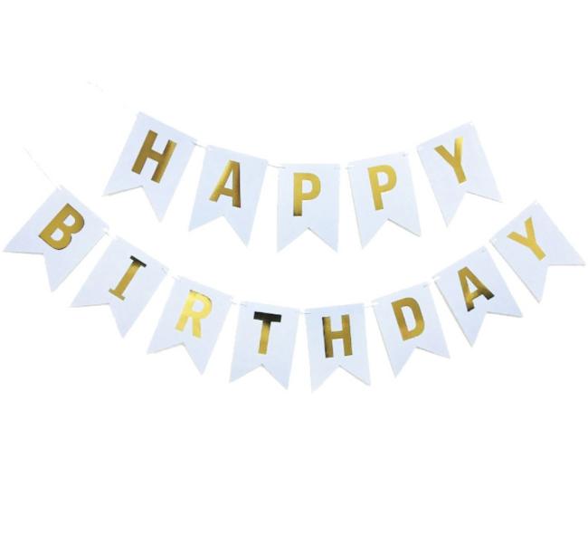 Happy Birthday paper flag banner set for party table decoration