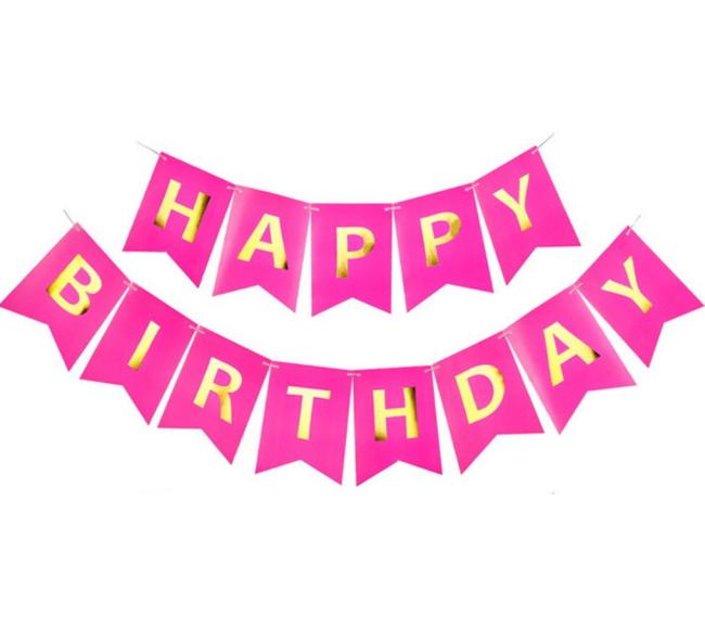 Happy Birthday paper flag banner set for party table decoration