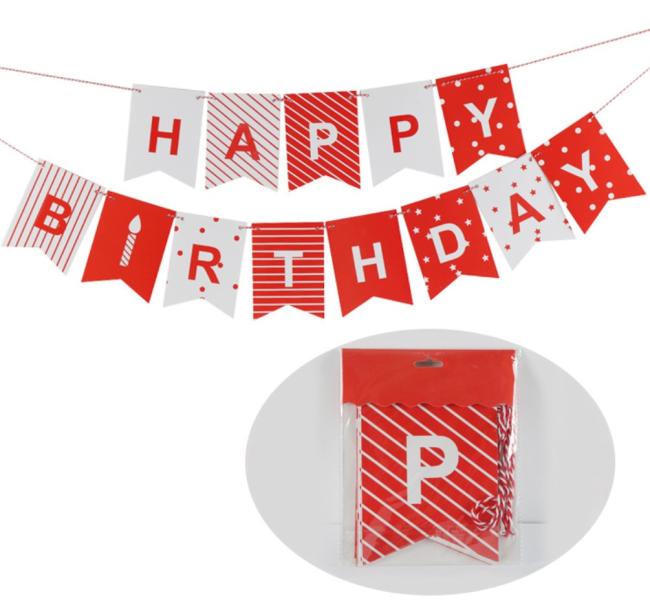 Happy Birthday paper flag banner set for party table decoration