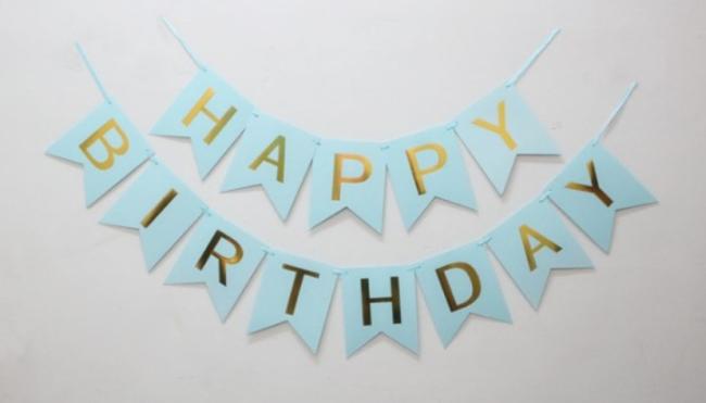 Happy Birthday paper flag banner set for party table decoration
