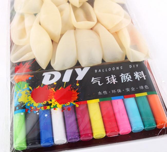 New product idea Bag of 24pcs 12 inch transparent latex graffiti balloon with different pigments
