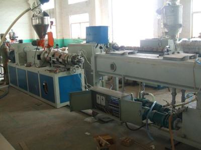 China Linha de produção plástica da tubulação do PVC, linha de produção dobro da tubulação do PVC do parafuso de 75-200mm para a tubulação de dreno à venda