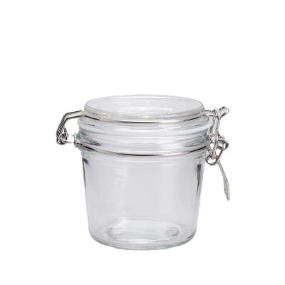 China Custom 350ML Wide Mouth Glass Storage Jars With Airtight Lids for sale