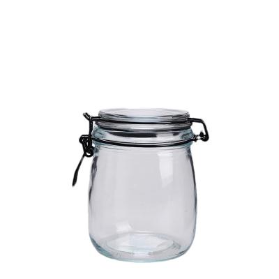 China Sealable Transparent Glass Jars With Clip Lids Watertight Solution for sale