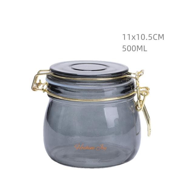 Quality Black Kitchen Glass Storage Jars With Lids Leakproof 500ML Capacity for sale