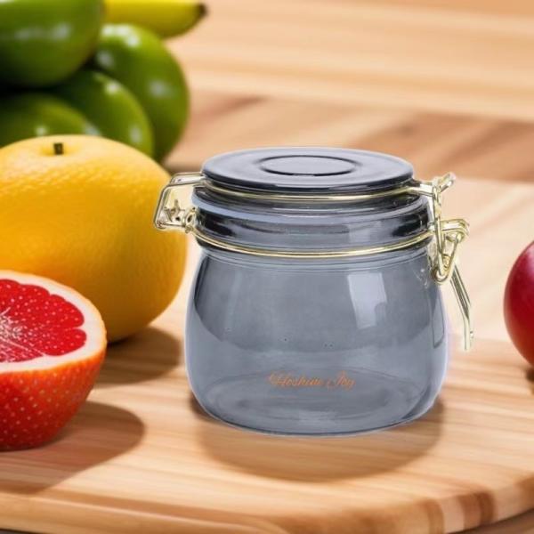 Quality Black Kitchen Glass Storage Jars With Lids Leakproof 500ML Capacity for sale