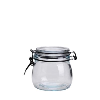 China Modern Empty Glass Jars Transparent Leakproof Glass Lid Canisters for sale