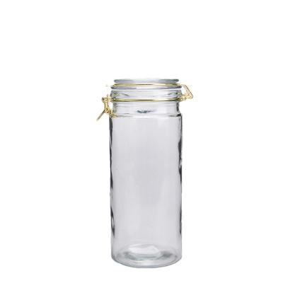 Chine Jars de verre vides polyvalents 1550ml Jars de stockage en verre de grande taille avec couvercle à clip à vendre