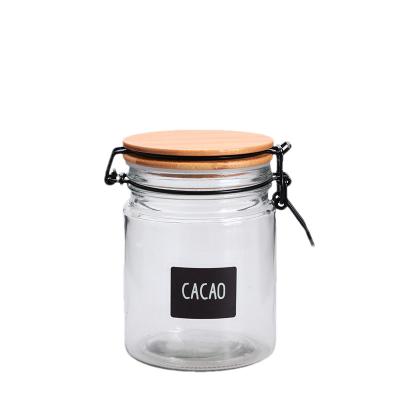 China Baking Empty Glass Jars 750ML Glass Canisters With Bamboo Lids for sale