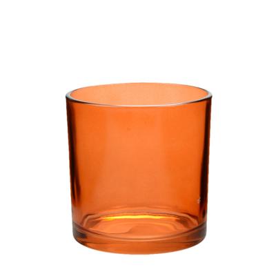 China Orange Colored Glass Candle Jars For Making Candles 4 Inch Customized for sale