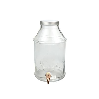 China Dispensador de bebidas de vidrio de volumen 6.4L con chorro Dispensador de bebidas de tarro de vidrio en venta
