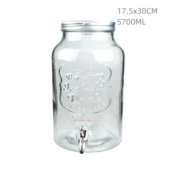 Quality Versatile Glass Beverage Container Clear Glass Cold Drink Dispenser 5.7L for sale