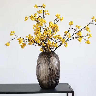 China Elegant Amber Glass Vase Modern/Vintage Style Decorative Flower Holder for Home Office Wedding for sale