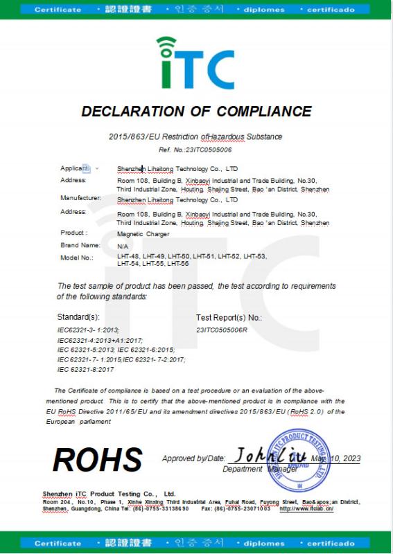 ROHS - Shenzhen Lihaitong Technology Co., Ltd.