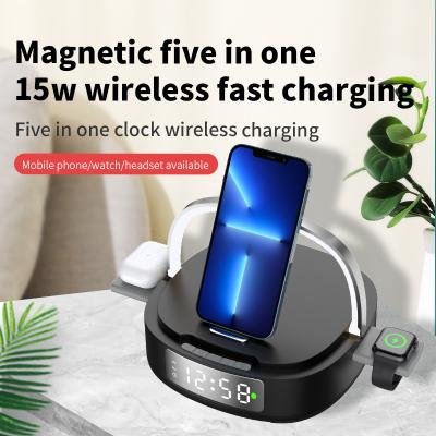 China Multifunctional Qi Alarm Table Clock With Wireless Charger  5 In 1 for sale