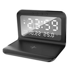 China ABS Qi Wireless Charger Clock LED Display  Fast Charging Alarm Type for sale