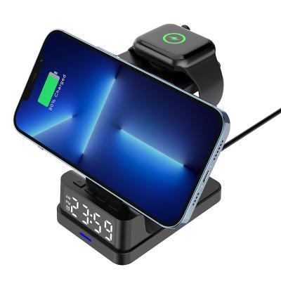 China Three In One Qi Wireless Charger Clock  Stand 15W FCC Certified for sale
