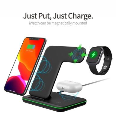China Mobile 10w Qi Multifunctional Wireless Charger 3 In 1 Short Circuit Protect for sale