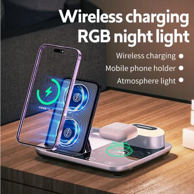 China Multi Function  Qi Wireless Charging Stand 110KHz Dimming Black Convenient for sale