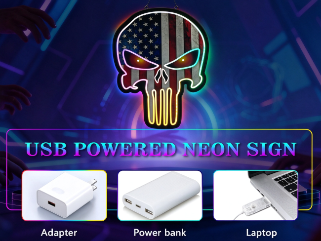 punisher led neon signs for room decoration