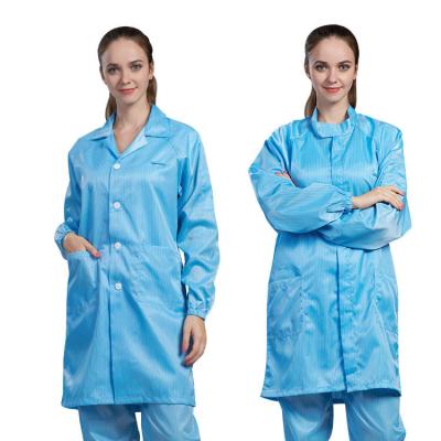 China Cleanroom Working Anti Static Garments Unisex Esd Smock Gown for sale