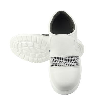 China Zapatos de seguridad estáticos antis del esd de la PU del cuero superior del dedo del pie de acero unisex material blanco del género en venta